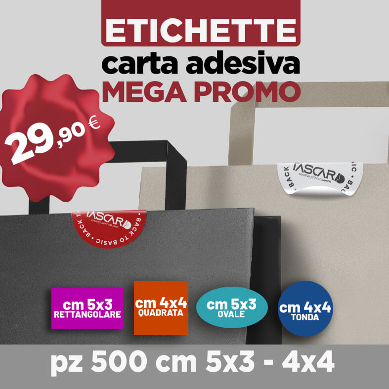 Etichetta Adesiva in Carta 500 pezzi 5x3cm o 4x4cm